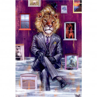 Signeret art print - Mand med løvehoved Mand med løvehoved