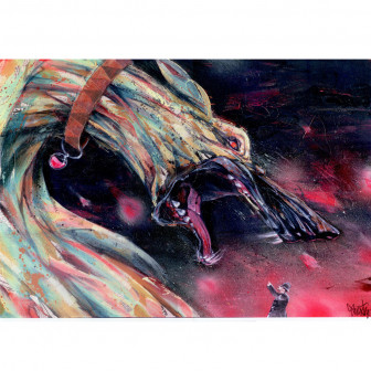 Hund på signeret art print Signeret art print